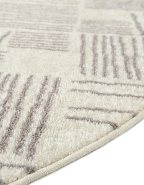 Ivory 3' 1 x 3' 1 Hanahan Round Area Rug 100% Polypropylene With Jute Backing Abstract Geometric Modern Carpet for Living, Dining Room, Office Space for Sale at Rug Engine