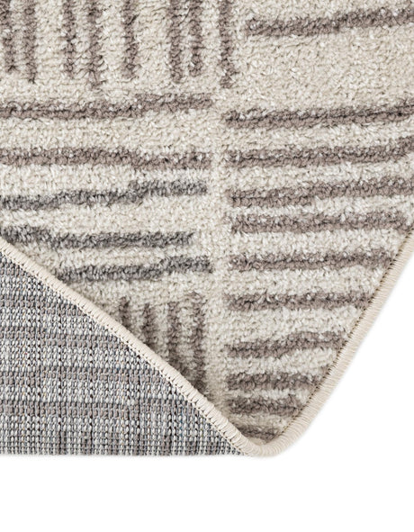 Ivory 3' 1 x 3' 1 Hanahan Round Area Rug 100% Polypropylene With Jute Backing Abstract Geometric Modern Carpet for Living, Dining Room, Office Space for Sale at Rug Engine