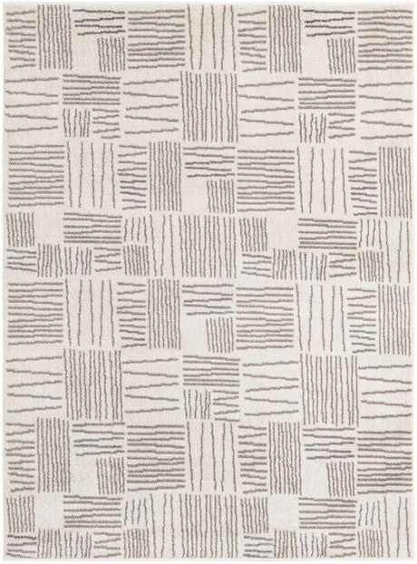 Ivory 5' 3 x 7' 1 Hanahan Rectangle Area Rug 100% Polypropylene With Jute Backing Abstract Geometric Modern Carpet for Living, Dining Room, Office Space for Sale at Rug Engine