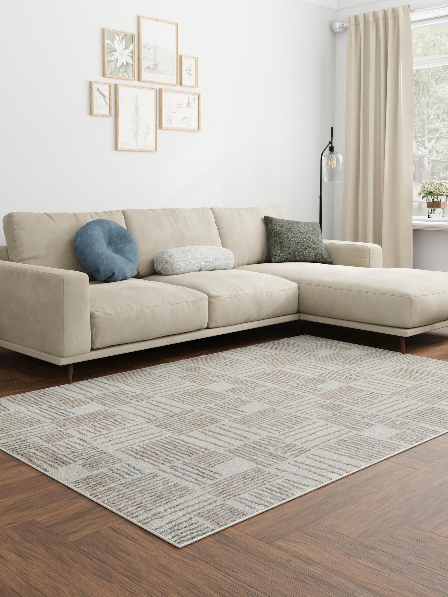 Ivory 2' x 3' 1 Hanahan Rectangle Area Rug 100% Polypropylene With Jute Backing Abstract Geometric Modern Carpet for Living, Dining Room, Office Space for Sale at Rug Engine