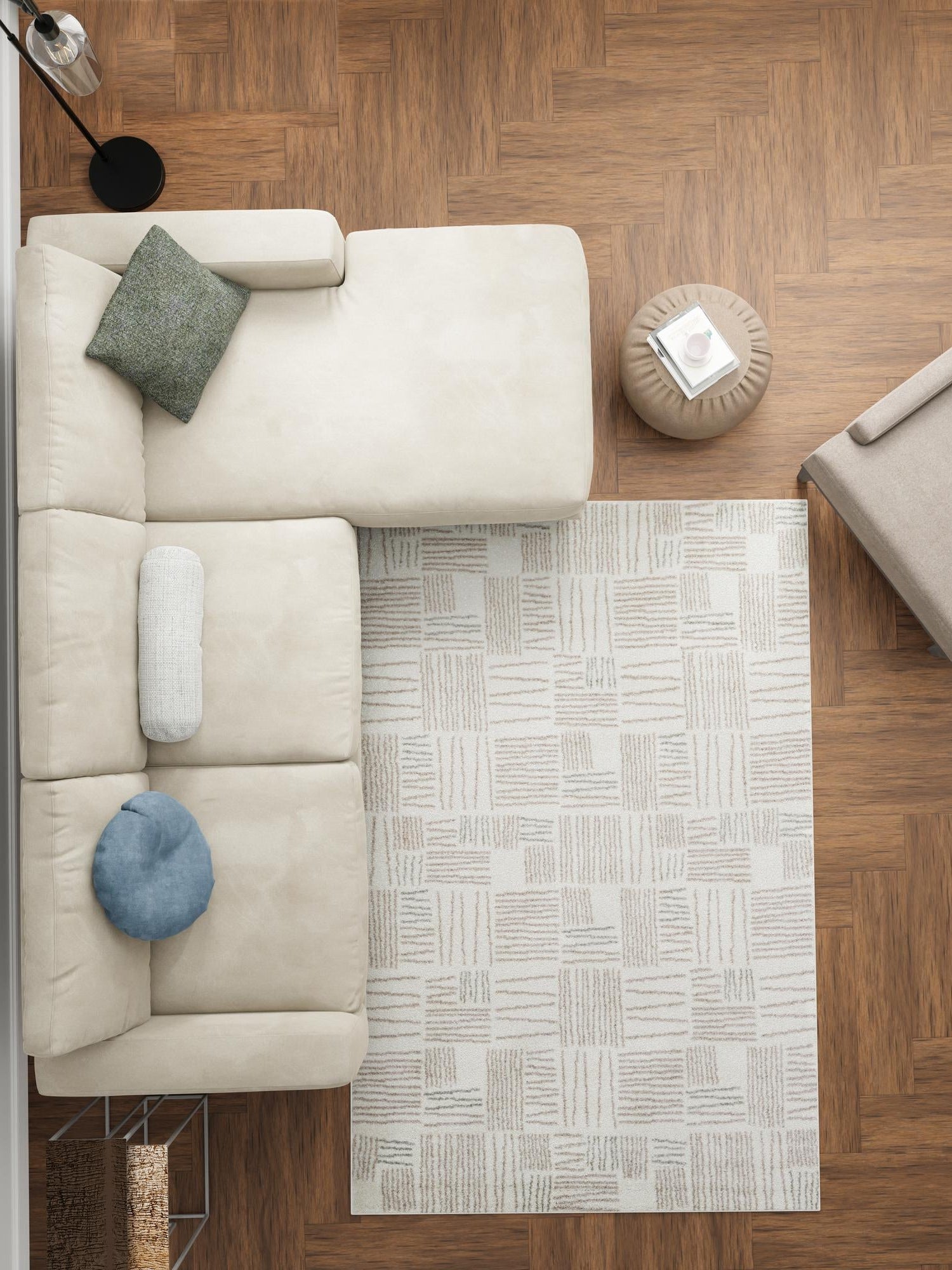 Ivory 5' 3 x 7' 1 Hanahan Rectangle Area Rug 100% Polypropylene With Jute Backing Abstract Geometric Modern Carpet for Living, Dining Room, Office Space for Sale at Rug Engine
