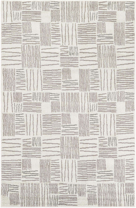 Ivory 5' 3 x 8' Hanahan Rectangle Area Rug 100% Polypropylene With Jute Backing Abstract Geometric Modern Carpet for Living, Dining Room, Office Space for Sale at Rug Engine