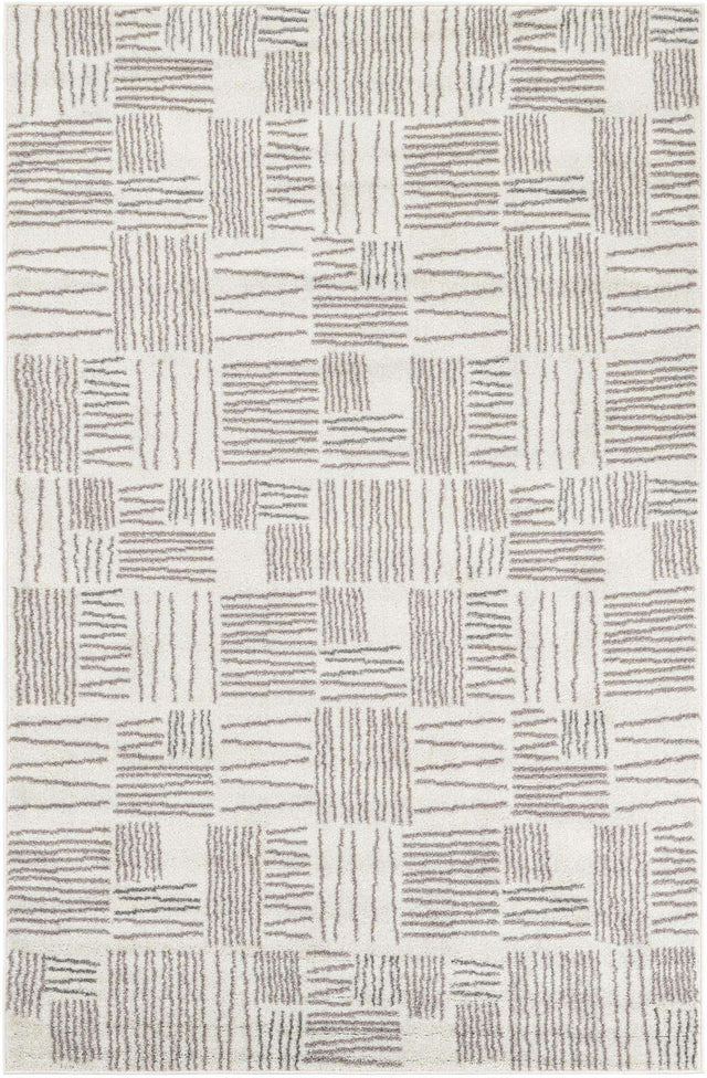 Ivory 5' 3 x 8' Hanahan Rectangle Area Rug 100% Polypropylene With Jute Backing Abstract Geometric Modern Carpet for Living, Dining Room, Office Space for Sale at Rug Engine