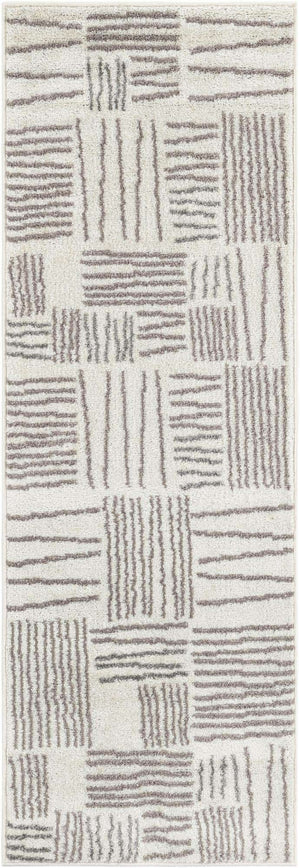 Ivory 2' x 6' 1 Hanahan Runner Area Rug 100% Polypropylene With Jute Backing Abstract Geometric Modern Carpet for Living, Dining Room, Office Space for Sale at Rug Engine