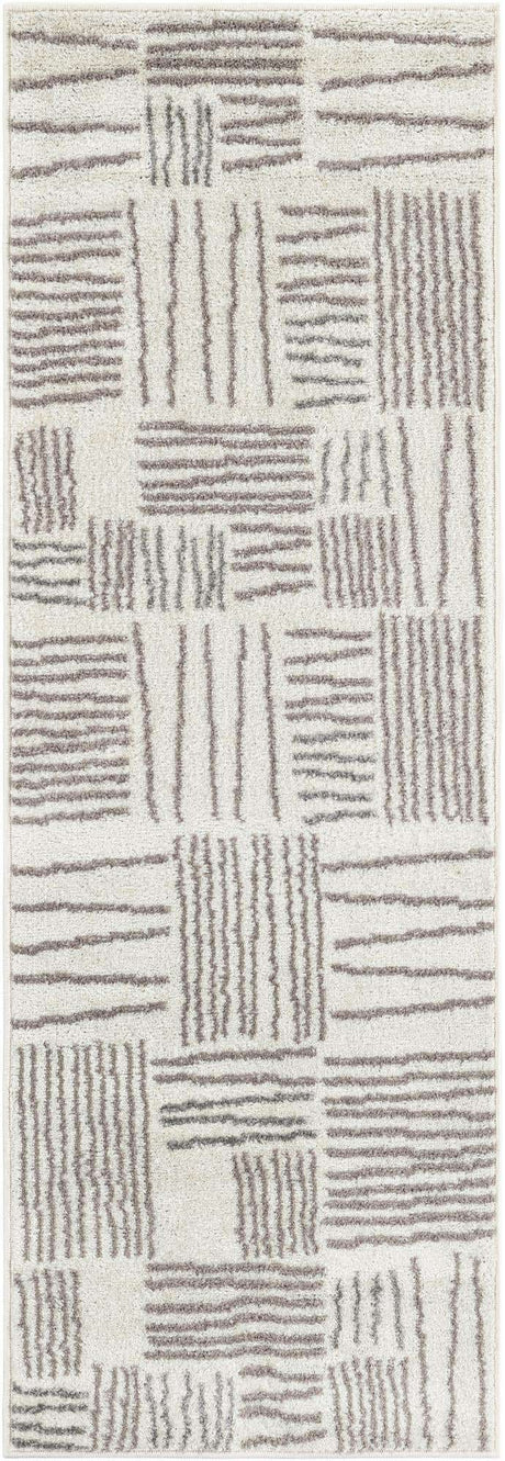Ivory 2' x 6' 1 Hanahan Runner Area Rug 100% Polypropylene With Jute Backing Abstract Geometric Modern Carpet for Living, Dining Room, Office Space for Sale at Rug Engine