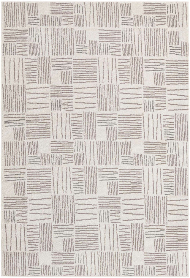 Ivory 6' 1 x 9' Hanahan Rectangle Area Rug 100% Polypropylene With Jute Backing Abstract Geometric Modern Carpet for Living, Dining Room, Office Space for Sale at Rug Engine