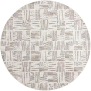 Ivory 7' 10 x 7' 10 Hanahan Round Area Rug 100% Polypropylene With Jute Backing Abstract Geometric Modern Carpet for Living, Dining Room, Office Space for Sale at Rug Engine