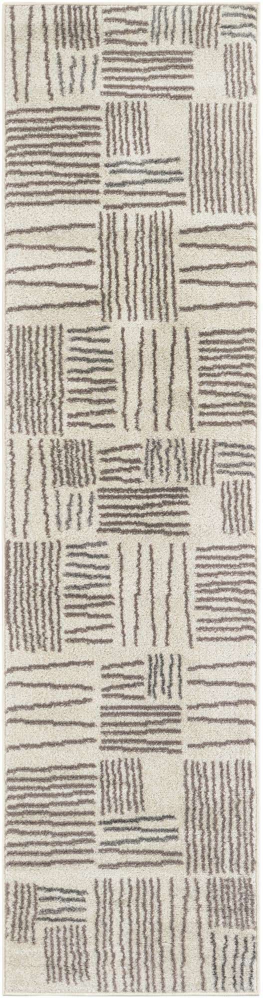 Ivory 2' x 8' Hanahan Runner Area Rug 100% Polypropylene With Jute Backing Abstract Geometric Modern Carpet for Living, Dining Room, Office Space for Sale at Rug Engine