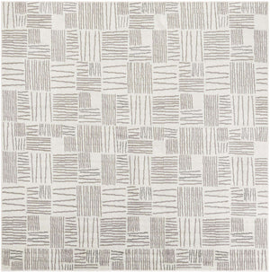 Ivory 7' 10 x 7' 10 Hanahan Square Area Rug 100% Polypropylene With Jute Backing Abstract Geometric Modern Carpet for Living, Dining Room, Office Space for Sale at Rug Engine