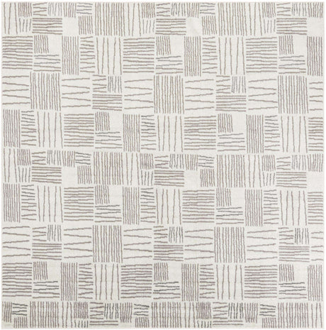Ivory 7' 10 x 7' 10 Hanahan Square Area Rug 100% Polypropylene With Jute Backing Abstract Geometric Modern Carpet for Living, Dining Room, Office Space for Sale at Rug Engine