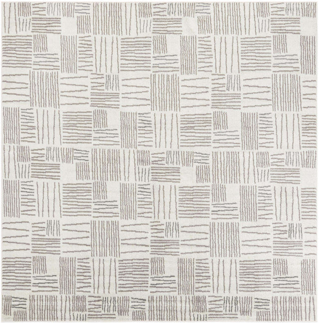 Ivory 7' 10 x 7' 10 Hanahan Square Area Rug 100% Polypropylene With Jute Backing Abstract Geometric Modern Carpet for Living, Dining Room, Office Space for Sale at Rug Engine