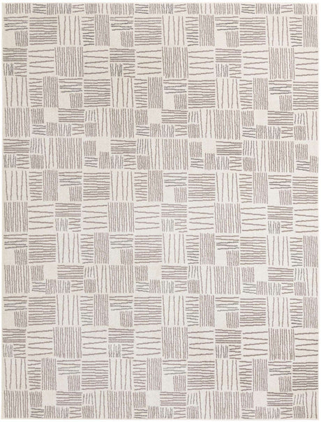 Ivory 9' x 12' Hanahan Rectangle Area Rug 100% Polypropylene With Jute Backing Abstract Geometric Modern Carpet for Living, Dining Room, Office Space for Sale at Rug Engine