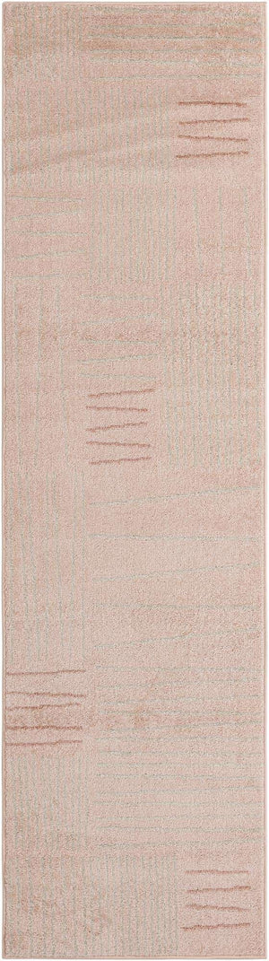 Pink 2' 7 x 10' Hanahan Runner Area Rug 100% Polypropylene With Jute Backing Abstract Geometric Modern Carpet for Living, Dining Room, Office Space for Sale at Rug Engine