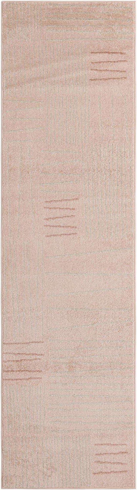 Pink 2' 7 x 10' Hanahan Runner Area Rug 100% Polypropylene With Jute Backing Abstract Geometric Modern Carpet for Living, Dining Room, Office Space for Sale at Rug Engine