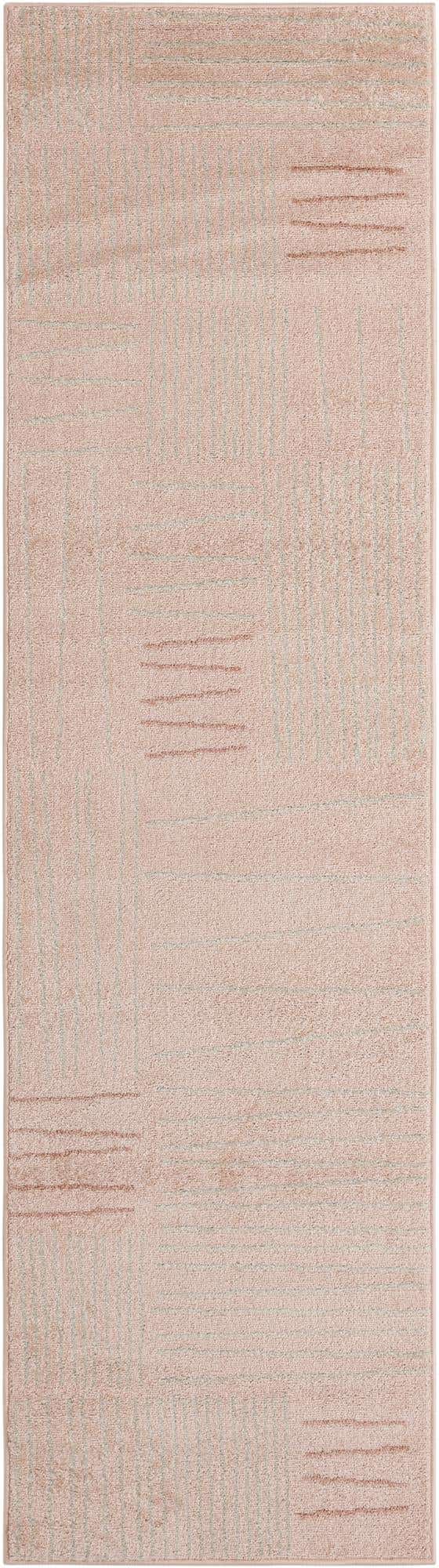 Pink 2' 7 x 10' Hanahan Runner Area Rug 100% Polypropylene With Jute Backing Abstract Geometric Modern Carpet for Living, Dining Room, Office Space for Sale at Rug Engine