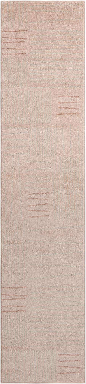Pink 2' 7 x 12' Hanahan Runner Area Rug 100% Polypropylene With Jute Backing Abstract Geometric Modern Carpet for Living, Dining Room, Office Space for Sale at Rug Engine
