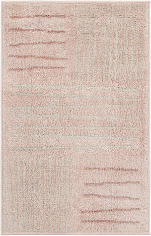 Pink 2' x 3' 1 Hanahan Rectangle Area Rug 100% Polypropylene With Jute Backing Abstract Geometric Modern Carpet for Living, Dining Room, Office Space for Sale at Rug Engine
