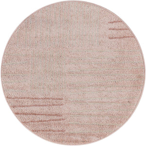 Pink 3' 1 x 3' 1 Hanahan Round Area Rug 100% Polypropylene With Jute Backing Abstract Geometric Modern Carpet for Living, Dining Room, Office Space for Sale at Rug Engine