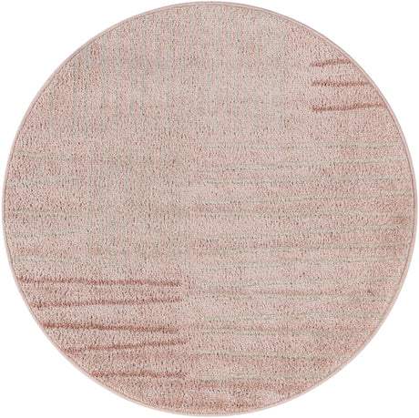 Pink 3' 1 x 3' 1 Hanahan Round Area Rug 100% Polypropylene With Jute Backing Abstract Geometric Modern Carpet for Living, Dining Room, Office Space for Sale at Rug Engine