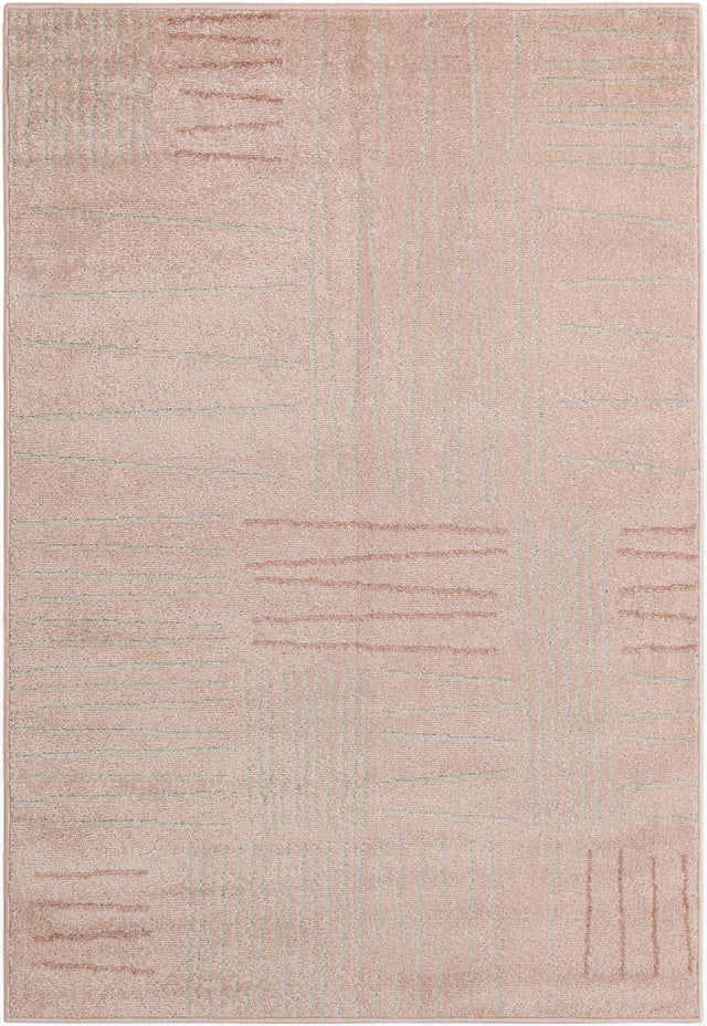 Pink 4' 1 x 6' 1 Hanahan Rectangle Area Rug 100% Polypropylene With Jute Backing Abstract Geometric Modern Carpet for Living, Dining Room, Office Space for Sale at Rug Engine
