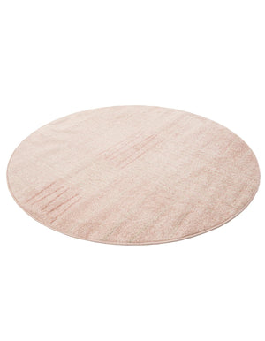 Pink 5' 3 x 5' 3 Hanahan Round Area Rug 100% Polypropylene With Jute Backing Abstract Geometric Modern Carpet for Living, Dining Room, Office Space for Sale at Rug Engine
