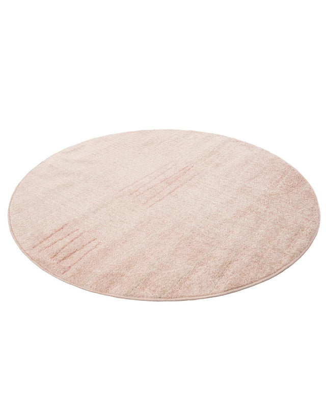 Pink 5' 3 x 5' 3 Hanahan Round Area Rug 100% Polypropylene With Jute Backing Abstract Geometric Modern Carpet for Living, Dining Room, Office Space for Sale at Rug Engine