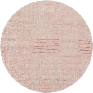 Pink 5' 3 x 5' 3 Hanahan Round Area Rug 100% Polypropylene With Jute Backing Abstract Geometric Modern Carpet for Living, Dining Room, Office Space for Sale at Rug Engine