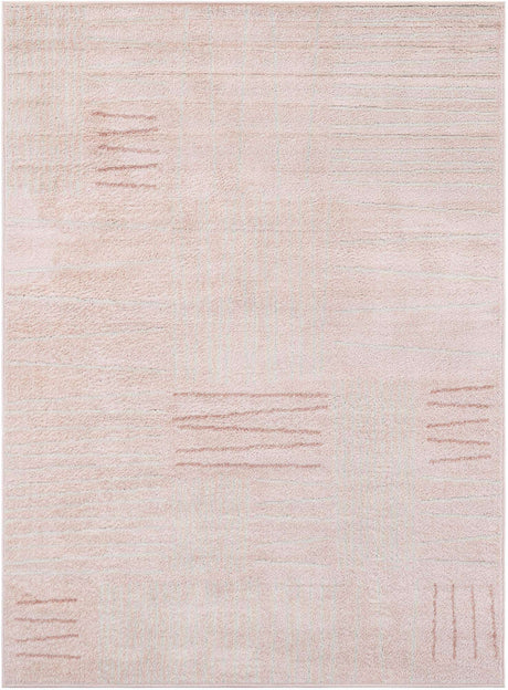 Pink 5' 3 x 7' 1 Hanahan Rectangle Area Rug 100% Polypropylene With Jute Backing Abstract Geometric Modern Carpet for Living, Dining Room, Office Space for Sale at Rug Engine