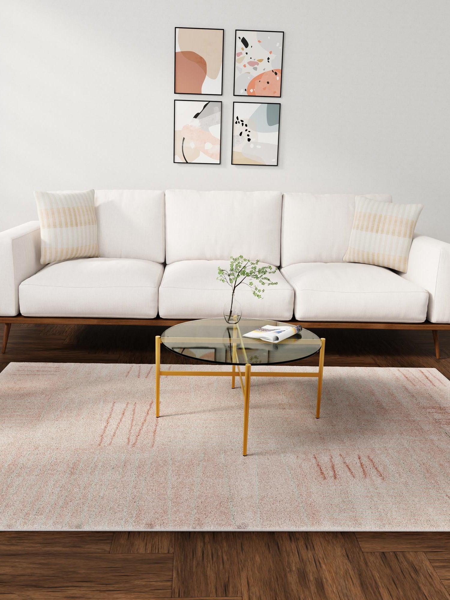 Pink 9' x 12' Hanahan Rectangle Area Rug 100% Polypropylene With Jute Backing Abstract Geometric Modern Carpet for Living, Dining Room, Office Space for Sale at Rug Engine