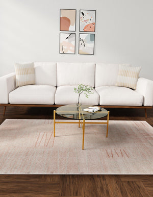 Pink 7' 10 x 10' Hanahan Rectangle Area Rug 100% Polypropylene With Jute Backing Abstract Geometric Modern Carpet for Living, Dining Room, Office Space for Sale at Rug Engine
