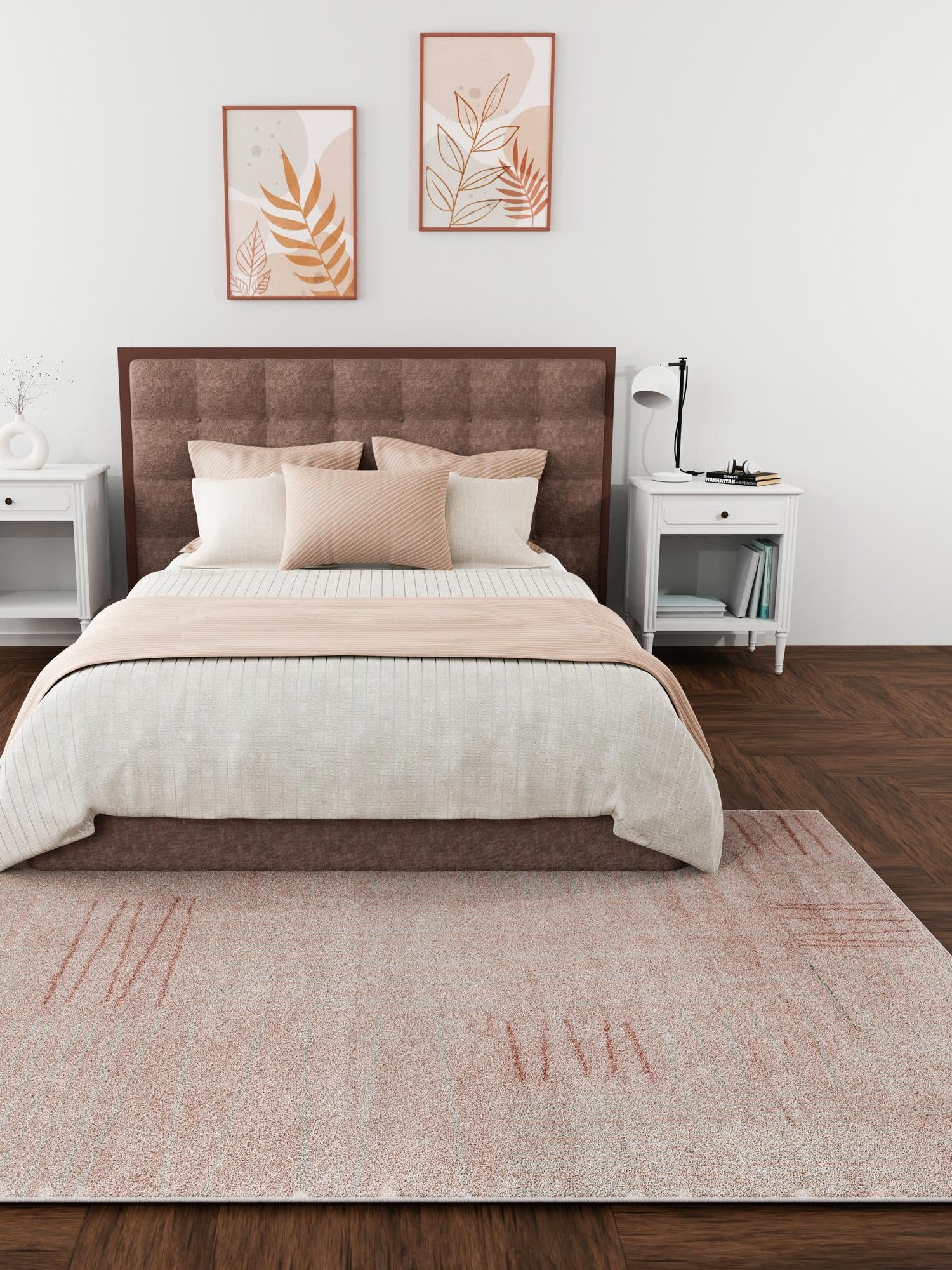 Pink 4' 1 x 6' 1 Hanahan Rectangle Area Rug 100% Polypropylene With Jute Backing Abstract Geometric Modern Carpet for Living, Dining Room, Office Space for Sale at Rug Engine