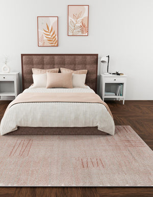 Pink 7' 10 x 10' Hanahan Rectangle Area Rug 100% Polypropylene With Jute Backing Abstract Geometric Modern Carpet for Living, Dining Room, Office Space for Sale at Rug Engine