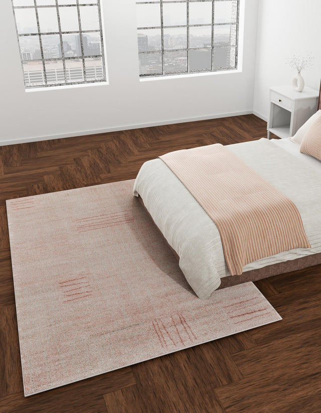 Pink 2' x 3' 1 Hanahan Rectangle Area Rug 100% Polypropylene With Jute Backing Abstract Geometric Modern Carpet for Living, Dining Room, Office Space for Sale at Rug Engine