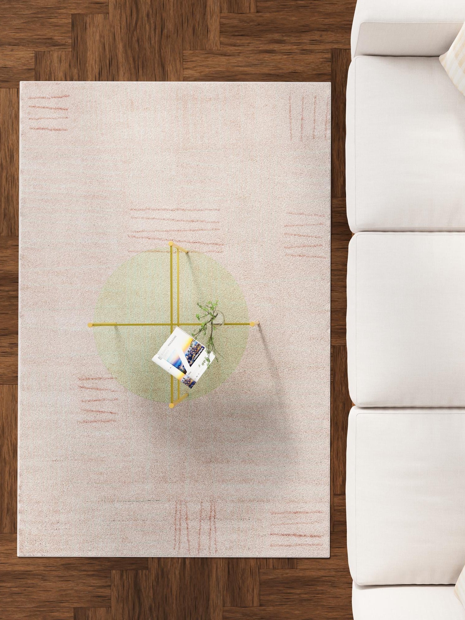 Pink 5' 3 x 7' 1 Hanahan Rectangle Area Rug 100% Polypropylene With Jute Backing Abstract Geometric Modern Carpet for Living, Dining Room, Office Space for Sale at Rug Engine