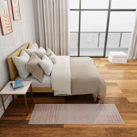 Pink 2' x 8' Hanahan Runner Area Rug 100% Polypropylene With Jute Backing Abstract Geometric Modern Carpet for Living, Dining Room, Office Space for Sale at Rug Engine