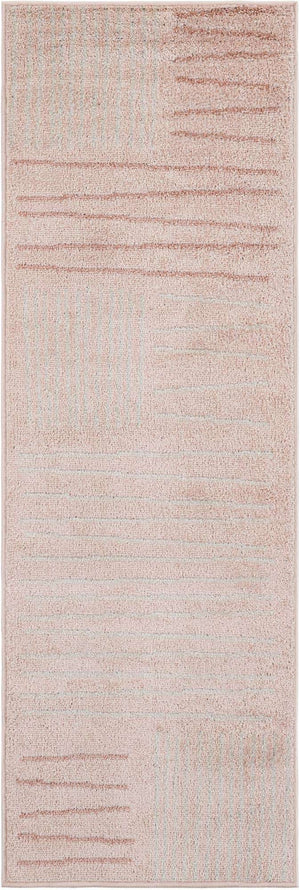 Pink 2' x 6' 1 Hanahan Runner Area Rug 100% Polypropylene With Jute Backing Abstract Geometric Modern Carpet for Living, Dining Room, Office Space for Sale at Rug Engine
