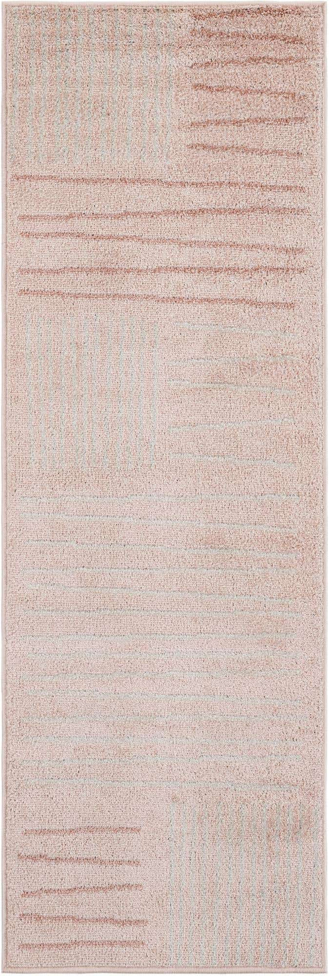 Pink 2' x 6' 1 Hanahan Runner Area Rug 100% Polypropylene With Jute Backing Abstract Geometric Modern Carpet for Living, Dining Room, Office Space for Sale at Rug Engine