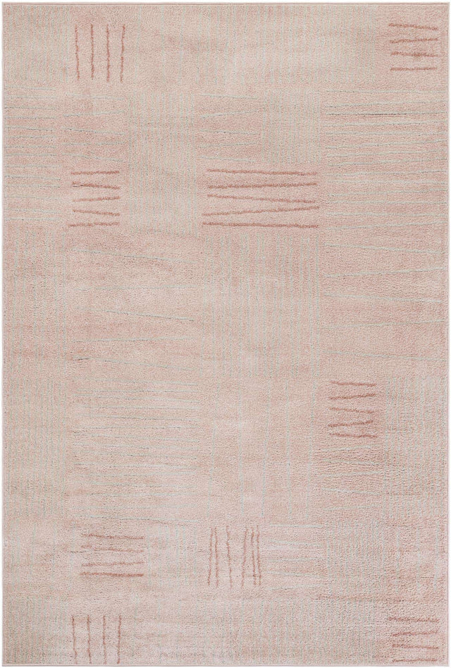 Pink 6' 1 x 9' Hanahan Rectangle Area Rug 100% Polypropylene With Jute Backing Abstract Geometric Modern Carpet for Living, Dining Room, Office Space for Sale at Rug Engine