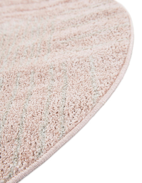 Pink 5' 3 x 5' 3 Hanahan Round Area Rug 100% Polypropylene With Jute Backing Abstract Geometric Modern Carpet for Living, Dining Room, Office Space for Sale at Rug Engine