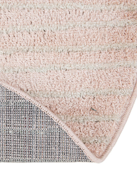 Pink 5' 3 x 5' 3 Hanahan Round Area Rug 100% Polypropylene With Jute Backing Abstract Geometric Modern Carpet for Living, Dining Room, Office Space for Sale at Rug Engine