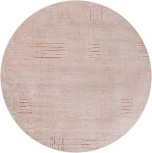 Pink 7' 10 x 7' 10 Hanahan Round Area Rug 100% Polypropylene With Jute Backing Abstract Geometric Modern Carpet for Living, Dining Room, Office Space for Sale at Rug Engine
