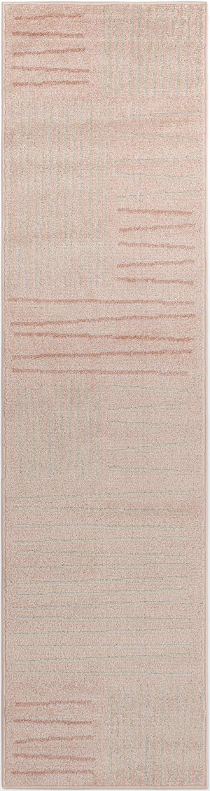 Pink 2' x 8' Hanahan Runner Area Rug 100% Polypropylene With Jute Backing Abstract Geometric Modern Carpet for Living, Dining Room, Office Space for Sale at Rug Engine