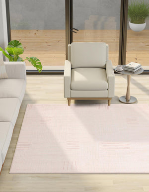Pink 7' 10 x 7' 10 Hanahan Square Area Rug 100% Polypropylene With Jute Backing Abstract Geometric Modern Carpet for Living, Dining Room, Office Space for Sale at Rug Engine