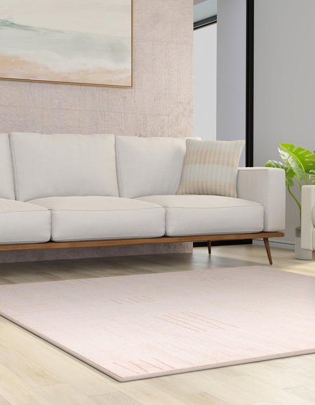 Pink 7' 10 x 7' 10 Hanahan Square Area Rug 100% Polypropylene With Jute Backing Abstract Geometric Modern Carpet for Living, Dining Room, Office Space for Sale at Rug Engine