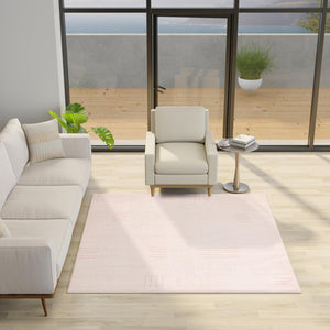 Pink 7' 10 x 7' 10 Hanahan Square Area Rug 100% Polypropylene With Jute Backing Abstract Geometric Modern Carpet for Living, Dining Room, Office Space for Sale at Rug Engine
