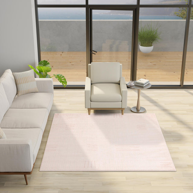 Pink 7' 10 x 7' 10 Hanahan Square Area Rug 100% Polypropylene With Jute Backing Abstract Geometric Modern Carpet for Living, Dining Room, Office Space for Sale at Rug Engine