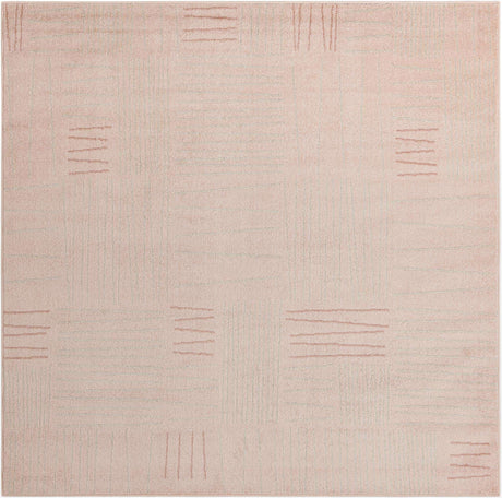 Pink 7' 10 x 7' 10 Hanahan Square Area Rug 100% Polypropylene With Jute Backing Abstract Geometric Modern Carpet for Living, Dining Room, Office Space for Sale at Rug Engine
