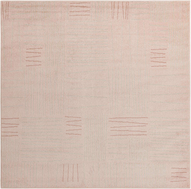 Pink 7' 10 x 7' 10 Hanahan Square Area Rug 100% Polypropylene With Jute Backing Abstract Geometric Modern Carpet for Living, Dining Room, Office Space for Sale at Rug Engine