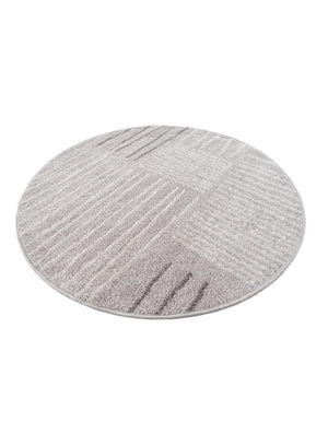 Gray 3' 1 x 3' 1 Hanahan Round Area Rug 100% Polypropylene With Jute Backing Abstract Geometric Modern Carpet for Living, Dining Room, Office Space for Sale at Rug Engine