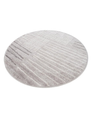 Gray 3' 1 x 3' 1 Hanahan Round Area Rug 100% Polypropylene With Jute Backing Abstract Geometric Modern Carpet for Living, Dining Room, Office Space for Sale at Rug Engine